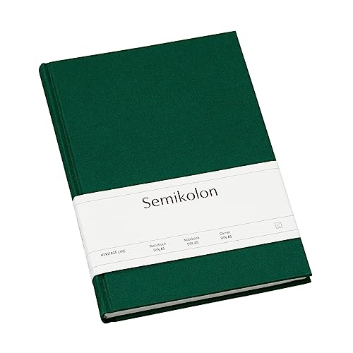 Semikolon (364090) Notizbuch Classic A5 liniert forest (Grün) - Buchleinenbezug - 176 Seiten mit cremeweißem 100g/m²- Papier - Lesezeichen - Format: 15,2 x 21,3 cm