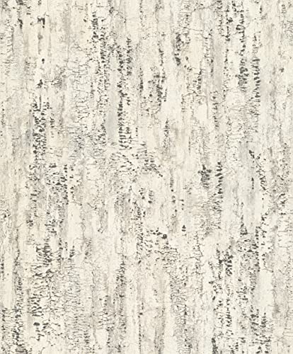 Rasch 554045 Vliestapete in Weiß und Grau mit Birken-Muster aus der Kollektion Composition-10,05 0,53 m (L x B) Tapete