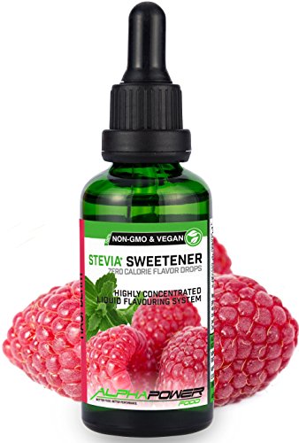 ALPHAPOWER FOOD | Stevia Flavour Drops, SET HIMBEERE ANANAS MANGO KIRSCHE PFIRSICH | 100% natürliches liquid Aroma + Zuckerersatz für Wasser, Müsli, Süßspeisen, Smoothies