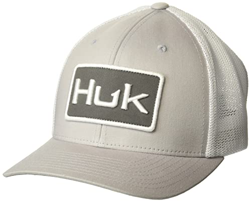 HUK Herren Logo Stretchback Trucker Hut, Blendschutz Fischerhut Cap, Harbor Mist, One Size-Large