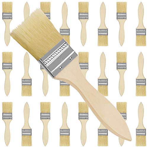 Kurtzy 24x Pinsel Set mit Malerpinsel Flachpinsel breit - Pinselset 24 Stück - Lasurpinsel mit glattem Holzgriff - 5cm breite Lackpinsel - Maler Pinselset für Farbe Lack Kleber