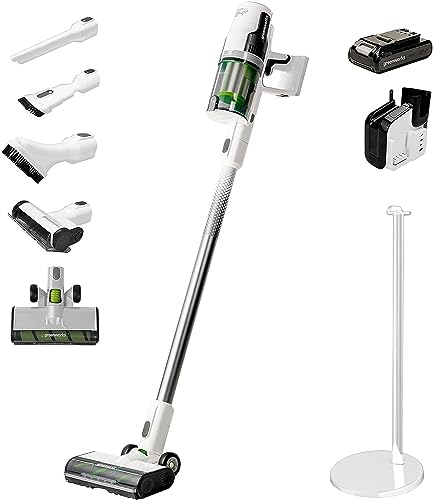 Greenworks Tools GD24SVK4D 01-0004701107UB, 24V Stick Vac, 4Ah, Stand, Deluxe, Green,Grey,White