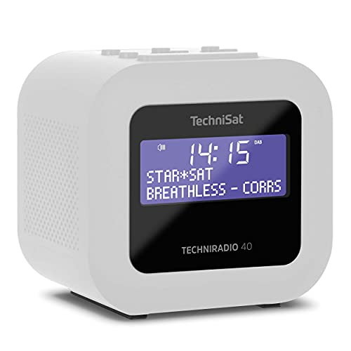 TechniSat TECHNIRADIO 40 - DAB+ Radiowecker (DAB, UKW, Wecker mit zwei einstellbaren Weckzeiten, Sleeptimer, Snooze-Funktion, dimmbares LCD Display, USB Ladefunktion) weiß