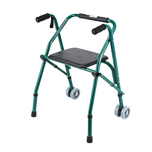 Gehhilfen für Senioren, zusammenklappbarer Gehhilfe mit Sitzplatte für ältere Menschen, vier Fuß Krücken, Rehabilitationsgehhilfe, Rollator – 61 x 28 x 91 cm, rutschfester Gehstock