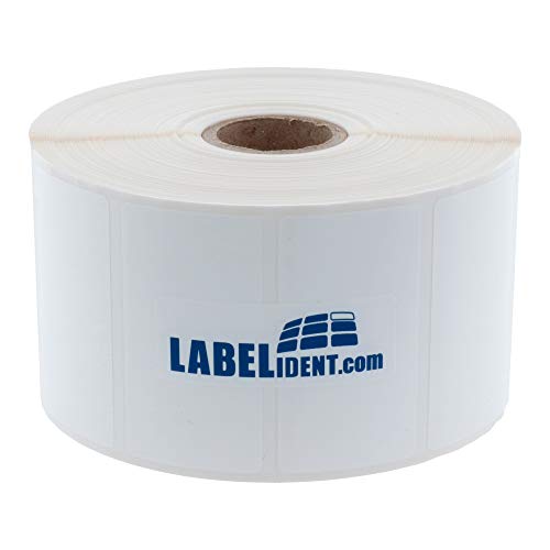 Labelident Thermotransfer Etiketten auf Rolle weiß - 50 x 15 mm - 5.000 Polyester PET Etiketten für Typenschilder, 1 Zoll (25,4 mm), selbstklebend, satinweiß