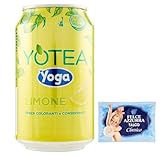 24er-Pack Yoga Yotea Thè Limone,Erfrischendes Alkoholfreies Getränk,Eistee mit Zitrone,330ml Einwegdose + 1er-Pack Kostenlos Felce Azzurra Talkumpuder, 100g-Beutel