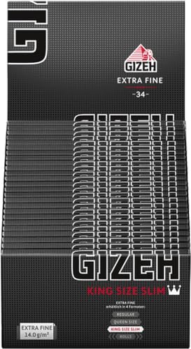 Gizeh Extra Fine King Size Slim 50er Box Blättchen Magnetverschluss 5 Boxen (250x Heftchen/ Booklets)
