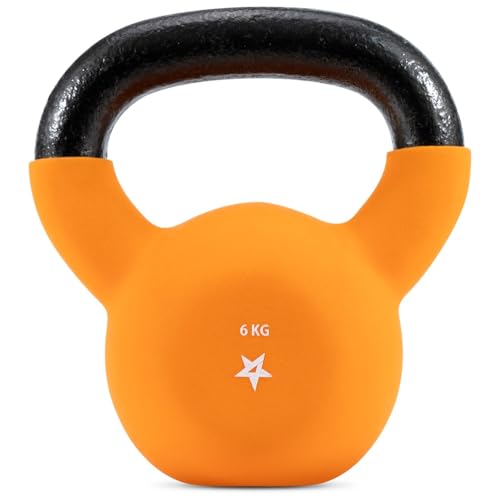 Yes4All 6KG Neoprene Coated Kettlebell Weights, Strength Training Kettlebells - 6KG Orange