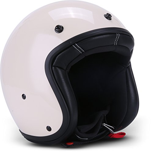 Rebel R9 Motorrad-Helm Roller-Helm, ECE Fiberglas SlimShell Tasche, L (59-60cm), Creme