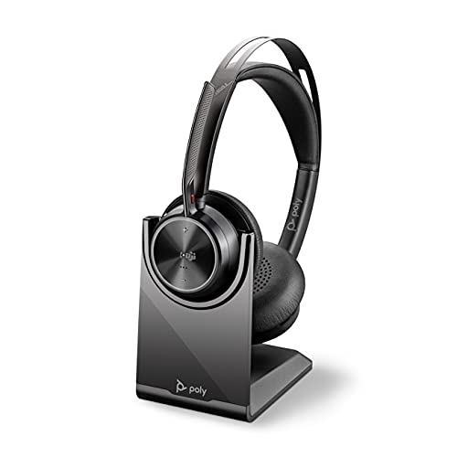 Poly - Voyager Focus 2 UC USB-C Headset with Stand (Plantronics) - Bluetooth Dual-Ear (Stereo) Headset with Boom Mic - USB-C PC/Mac Compatible - Active Noise Canceling - Works with Teams (Certified)