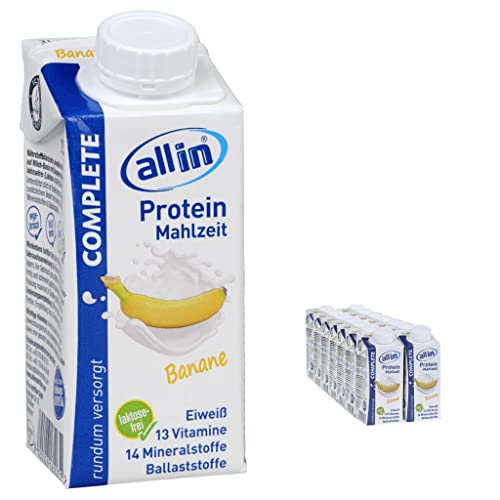 all in® COMPLETE Protein Drink Banane 14x 200ml - Hochkalorische Trinknahrung auf Milch-Basis | Mehrkomponenten Protein Shake Mahlzeit zur schnellen Gewichtzunahme