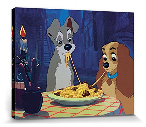 1art1 Susi und Strolch - Walt Disney Poster Leinwandbild Auf Keilrahmen 50 x 40 cm