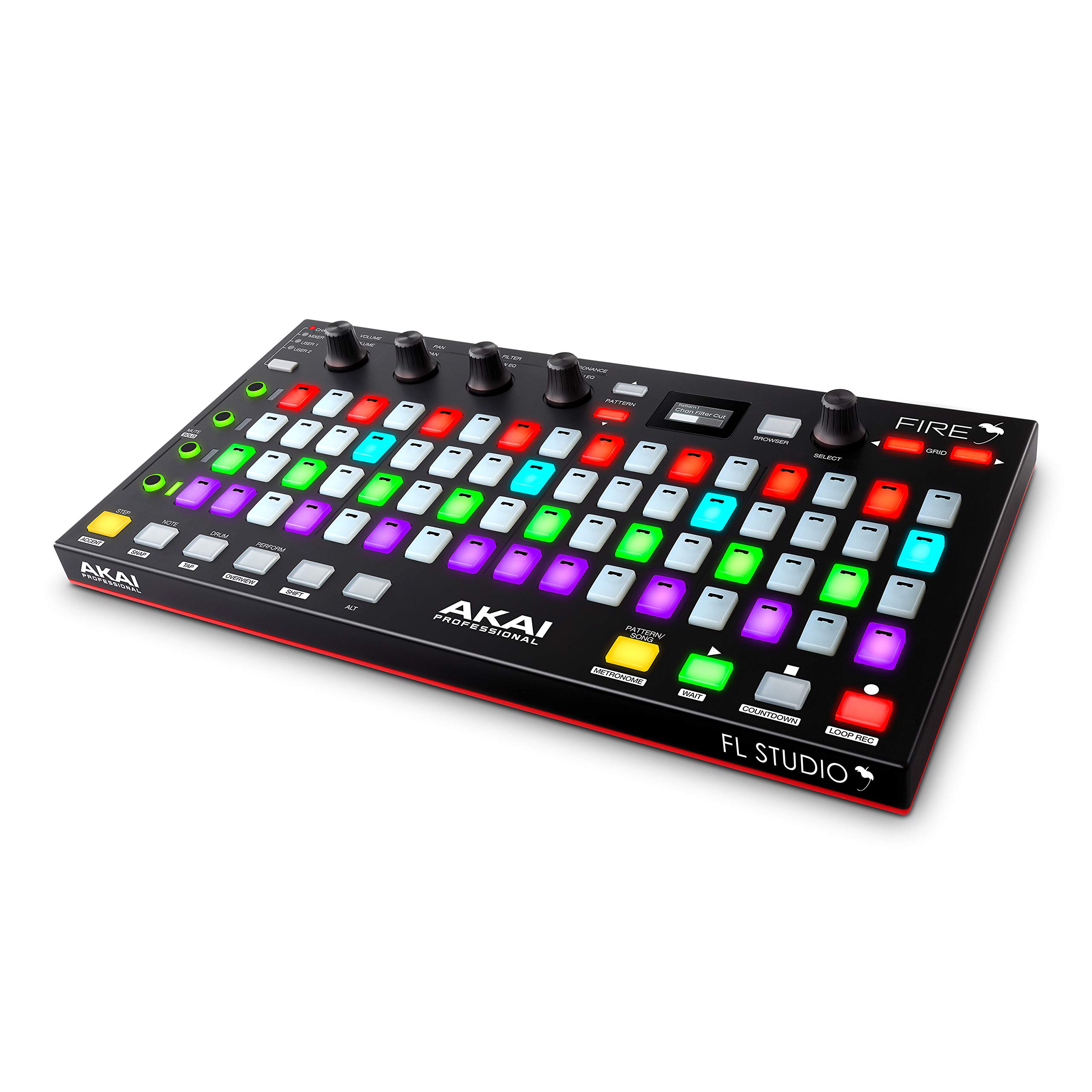 AKAI Professional Fire (mit Software Paket) – USB Midi Keyboard Controller mit FL Studio, RGB LED, Drum Pad, inklusive FL Studio Fruity Edition