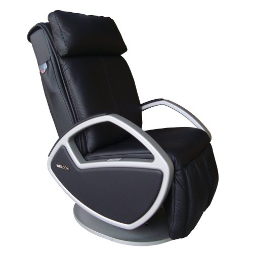 WELCON Design Massagesessel | Massagestuhl Leder schwarz mit Shiatsu Massage Space by Keyton - auch als Fernsehsessel, Relaxsessel, Relaxliege oder Ruhesessel einsetzbar