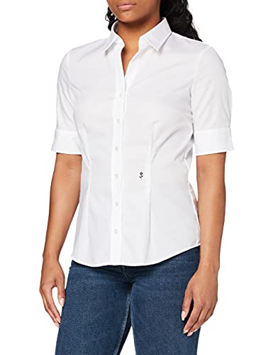 Seidensticker Damen Bluse - Bügelfreie, schmal taillierte Hemdbluse mit Hemdblusen-Kragen und Kragen-Ausschnitt, Weiß (Weiß 1), 42