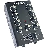 Ibiza - MIX500 - Kompakter 2-Kanal-Mixer mit Line- und Mikrofoneingängen sowie Kopfhörer-, Aufnahme- und RCA-Ausgängen - Schwarz