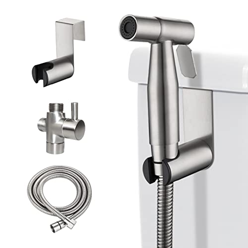 [LOSCHEN] Bidet Wandspray-Kit für Toilette,Hand Sprayer WC Befestigung Edelstahl für Haustier Bad/persönliche Hygiene/Badezimmer (Silber)