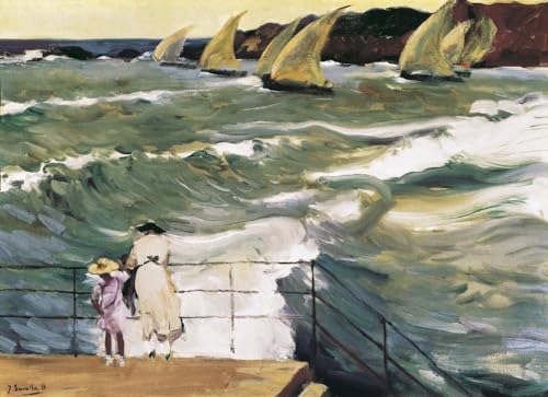 ZENCIX Berühmte Joaquin Sorolla-Poster „Flusslandschaft“ Wandkunst, abstrakte Leinwandmalerei, Joaquin Sorolla-Drucke für Heimdekoration, Bilder, 60 x 80 cm x 1, ohne Rahmen