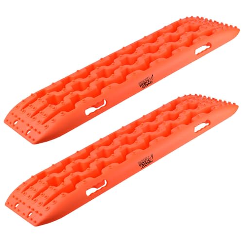 ROCKFOXX Anfahrhilfe Schlamm Schnee Sand Berge Boards Sandbleche Offroad 10 Tonnen Paar orange Recovery Board für Wohnmobil Geländewagen PKW SUV Pick UP Quad Traktionsmatte Gripmatte