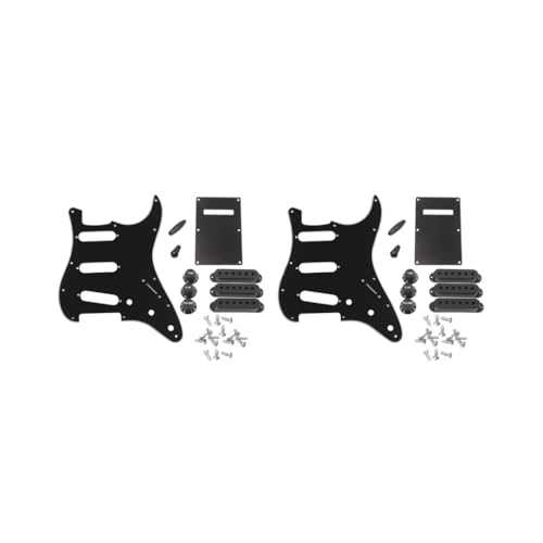 2er-Set 3-lagiges SSS-Gitarren-Pickguard mit 11 Löchern, Rückplatte, Lautstärkeregler, Schrauben