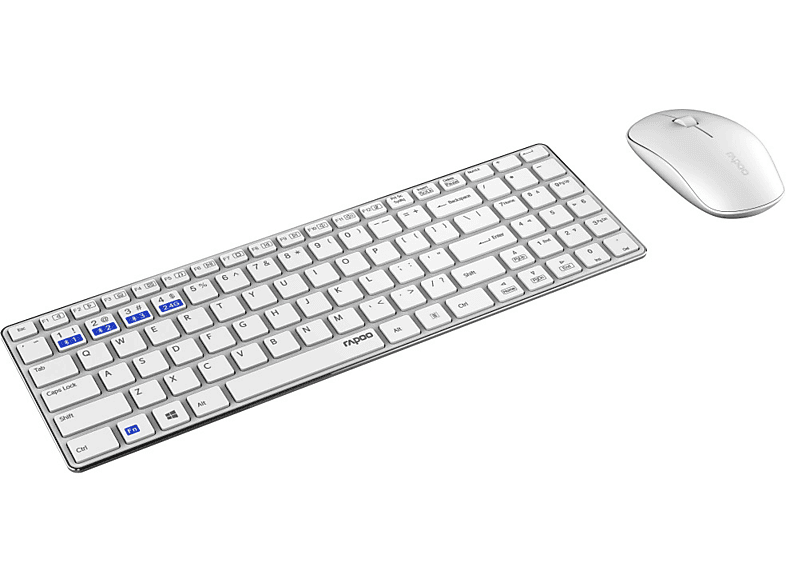 RAPOO Multimodus-Kombi-Set 9300M, Tastatur-Maus Set, Weiß