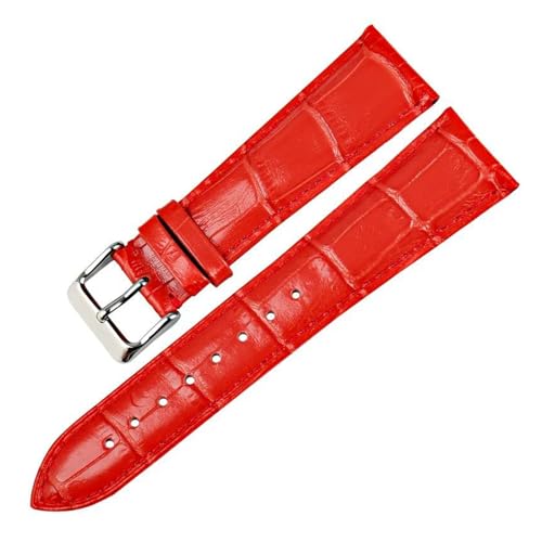 HDTVTV Leder-Uhren-Bänder 12-22mm Leder-Uhr-Gurte mit rostfreier Schnalle, Rot, 17mm