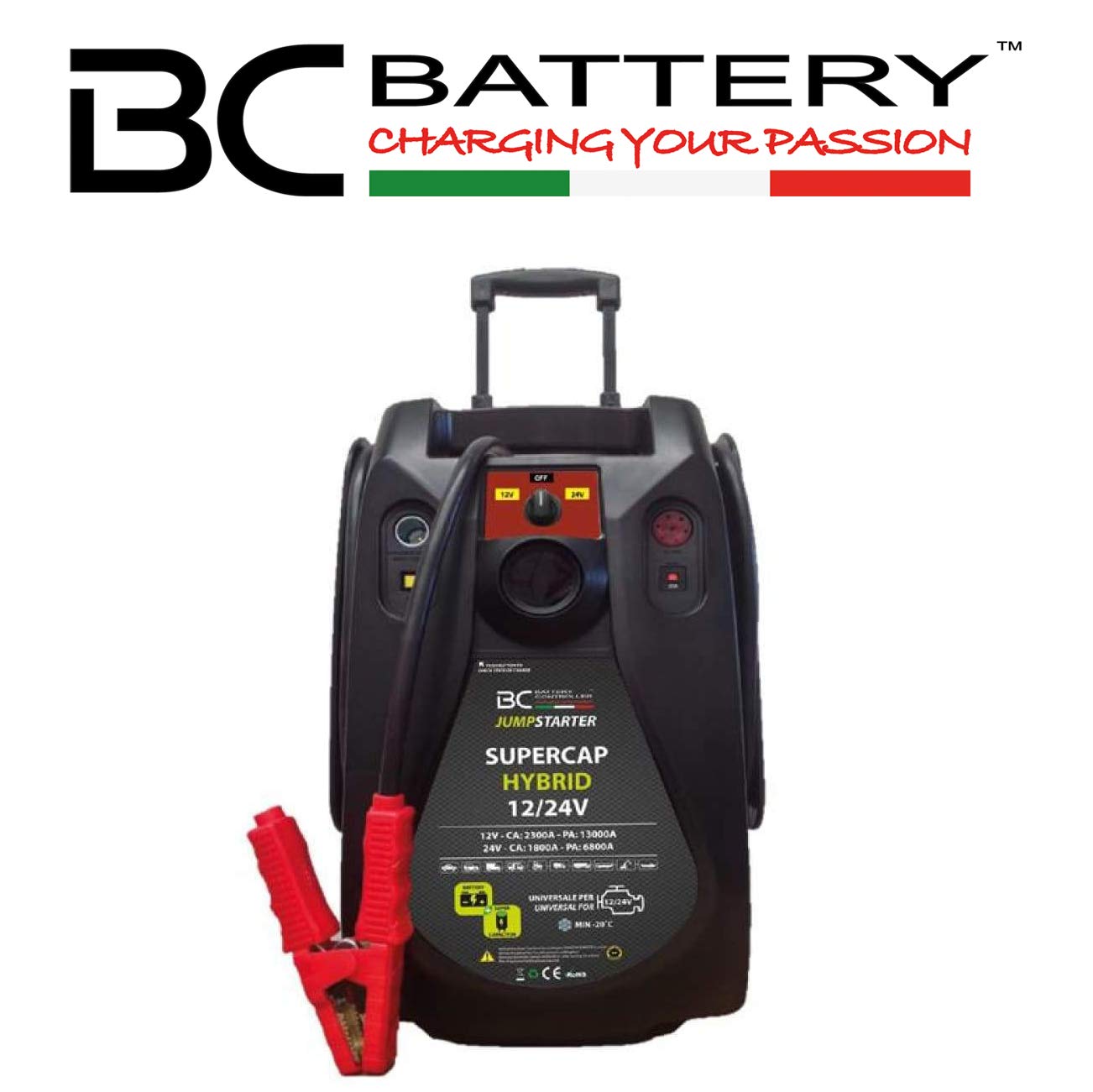 BC Battery Controller BC Jumpstarter Hybrid 12 / 24V 13000A | Professioneller Booster mit Superkondensatoren für Benzin, Diesel, Hybridautos/Vans/Traktoren