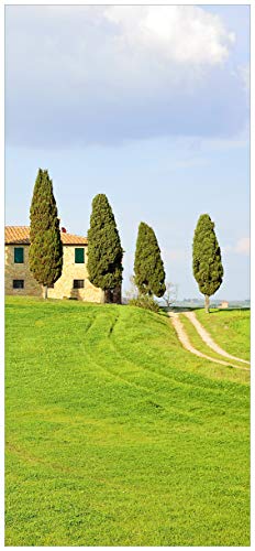 Wallario Selbstklebende Türtapete Villa auf einem Hügel in der Toskana - 93 x 205 cm Abwischbar, rückstandsfrei zu entfernen