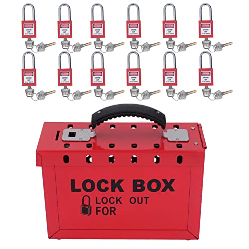 Lockout Tagout Lock Box Tragbare Gruppenschloss-Box Vorhängeschloss-Set Tragbare Sicherheitsgruppe Lockout Tagout Station mit 12 Stück 38 Mm Vorhängeschlössern 24 Stück Schlüssel