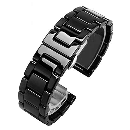 LCJQ Uhrenarmband Keramisches Uhrenband 14 15 16 17 18 19 20 21 22mm Schwarzweiße Uhrenband Für Männer Und Frauen Armband Ersatzband (Color : Black A, Größe : 19mm)