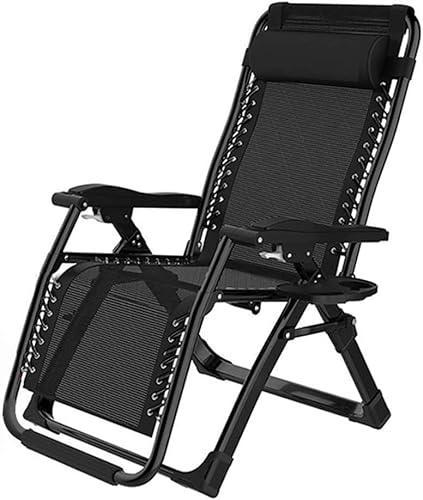 GEIRONV Tragbarer Liegestuhl, 90–170, freie Einstellung, Gartenstuhl, rutschfeste Fußabdeckung, Lagerregal, Design, Balkon-Lounge-Stuhl Liegen (Color : Black A, Size : 180X65X40)