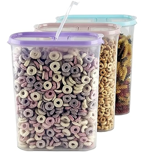 My-goodbuy24 Schüttdosen für Müsli - Cornflakes - 3er Set - Vorratsdosen für Lebensmittel - Frischhaltedosen - Streudosen - 2 Aufklappbare Deckel - stapelbar - Spülmaschinenegeeignet (3, 2,8L - Mix)