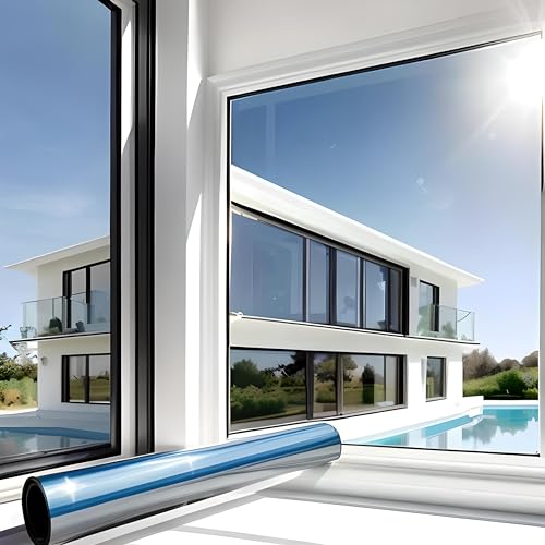 MARAPON® Spiegelfolie selbstklebend [90x200 cm] - Spiegelfolie Fenster Sichtschutz 99%-UV-Schutz, Infrarot - Wärmeschutzfolie Dachfenster