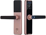 Biometrisches Fingerabdruck-Türschloss für Holztüren, Bluetooth elektronisch, kompatibel mit Tuya Smart Lock für Fernbedienung, schlüssellose Entriegelungssteuerung, rosa