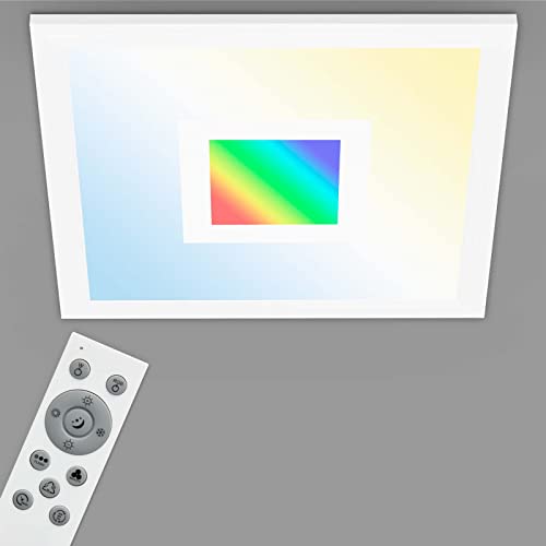 Telefunken - LED Panel, LED Deckenleuchte, Deckenlampe dimmbar, inkl. Fernbedienung, RGB-Innenbereich, 16 Watt, 1500lm, Timerfunktion, 295x295x55mm (LxBxH)