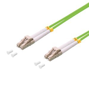 BIGtec 15m LWL Kabel Patchkabel OM5 Glasfaser-Kabel 100Gbit Multimode 50/125µm Ø 2mm Jumper LC - LC Stecker Duplex grün lindgrün Fiber Optic Cable