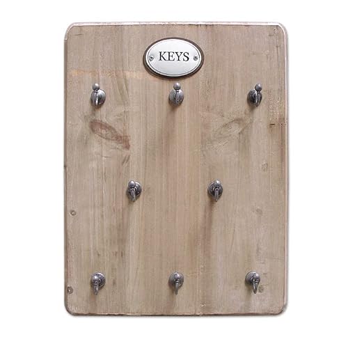zeitzone Schlüsselbrett Keys 8 Haken Schlüsselkasten Holz Landhausstil Braun 25x33cm