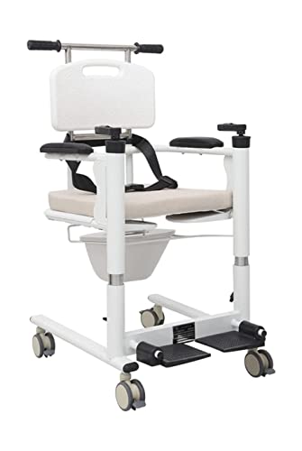 Patientenlift-Rollstuhl für zu Hause, tragbarer Transportrollstuhl, manueller Lift, Nachttisch-Toilettenstuhl mit um 180° geteiltem Sitz, Transferlifter für die Pflege gelähmter äl