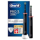 Oral-B PRO 3 3900 Elektrische Zahnbürste/Electric Toothbrush, Doppelpack, mit 3 Putzmodi und visueller 360° Andruckkontrolle für Zahnpflege, Designed by Braun, schwarz, 2 Stück (1er Pack)