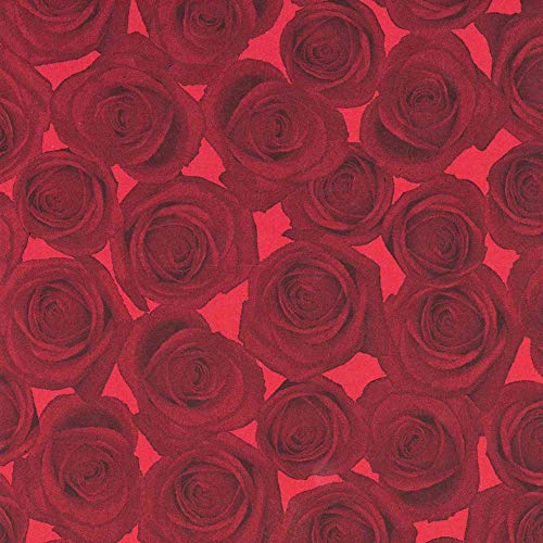 FSC Recycling Blumenpapier Rosen schwarz rot 50 cm x 300 m | 40 g/m² Seidenpapier | Blumen verpacken | HUTNER