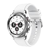 Samsung Galaxy Watch4 Classic, Runde LTE Smartwatch, Wear OS, drehbare Lünette, Fitnessuhr, Fitness-Tracker, 42 mm, Silver inkl. 36 Monate Herstellergarantie [Exkl. bei Amazon] Silber