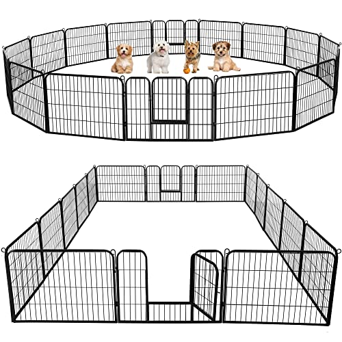 Yaheetech Welpenlaufstall Freigehege Welpenzaun Gehege Laufstall mit 2 Türen, aus 16 Panelen je Panel 80 x 60 cm Outdoor oder Indoor