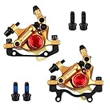 1 Pair Front & Rear HB100 MTB Bike Hydraulic Disc Brake Calipers Road Bicycle Line Pulling Brake Clamp(Golden)