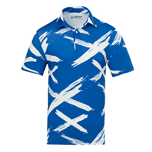 Royal & Awesome Saltire Scottish Golf Polo -Hemden für Männer, Golftimen für Männer, Golfhemden Männer, Männer Golfhemden, Herren Golf Polo -Hemden