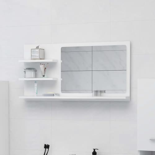 ZQQLVOO Badunterschrank Waschbecken Waschbeckenunterschrank Badspiegel Weiß 90x10,5x45 cm Holzwerkstoff