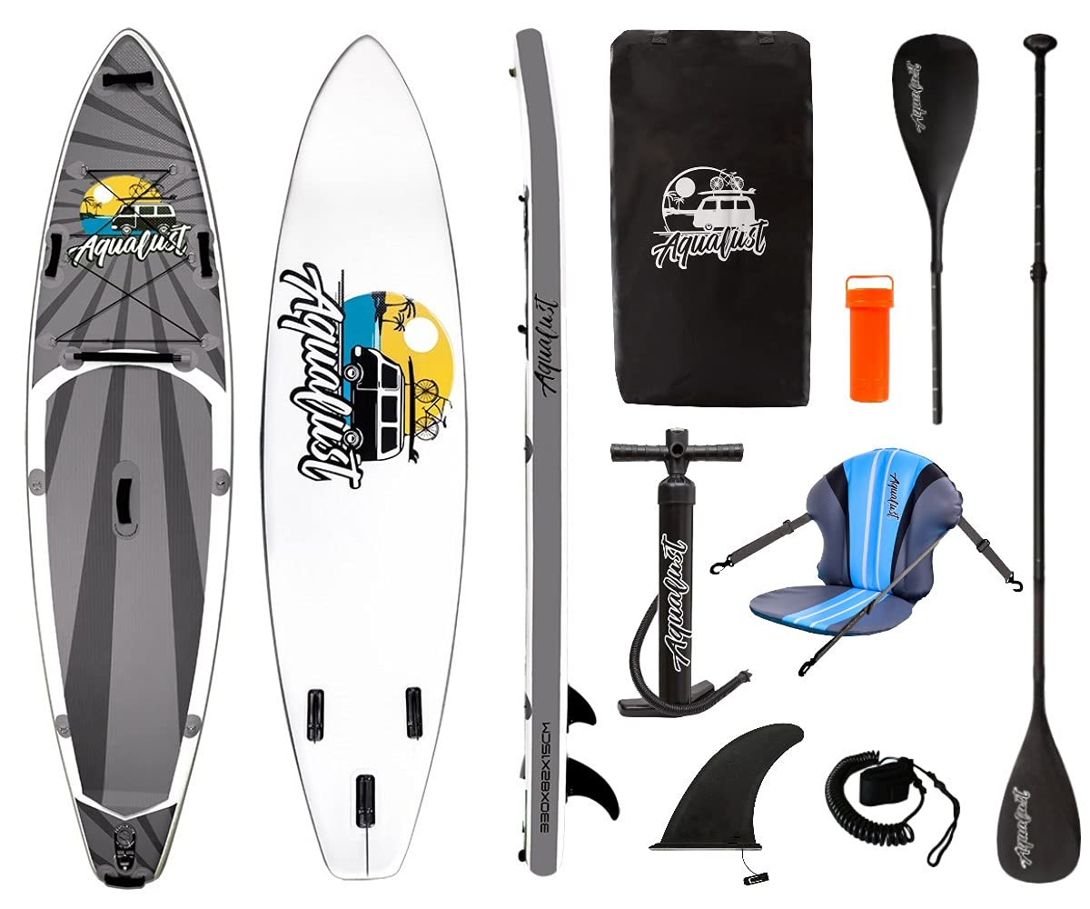 AQUALUST 10'8" Cruiser SUP Board Stand Up Paddle ISUP mit Kajakpaddel, Kajaksitz und Leash