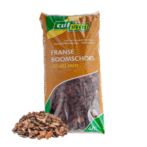Culvita - Premium Französische Baumrinde Bodendecker 40 Liter - Dekorative Rinde 30-40 mm - geeignet für die Landschaftsgestaltung Gehwege - Rindenmulch Premium