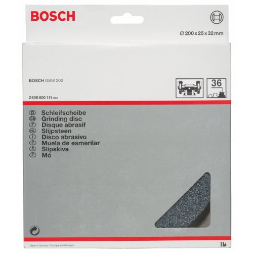 Bosch Accessories 2608600111 Schleifscheibe für Doppelschleifmaschine 200 mm, 32 mm, 36 Ø Körnung 36 1 St.