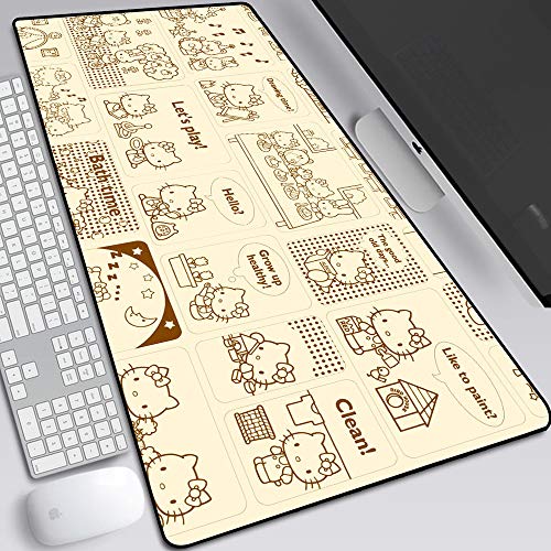 BILIVAN Hello Kitty Gaming-Mauspad, groß, 900 x 400 mm, perfekte Präzision und Geschwindigkeit, Gaming-Mauspad mit 3 mm dicker Basis für Notebooks und PC, 6 Stück