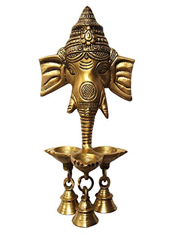 eSplanade - 24,1 cm Messing Ganesha Ganesha Ganpati Wand hängen Deepak mit Glocken | Messing Diya | Messing Öl Öllampe - Wandbehang